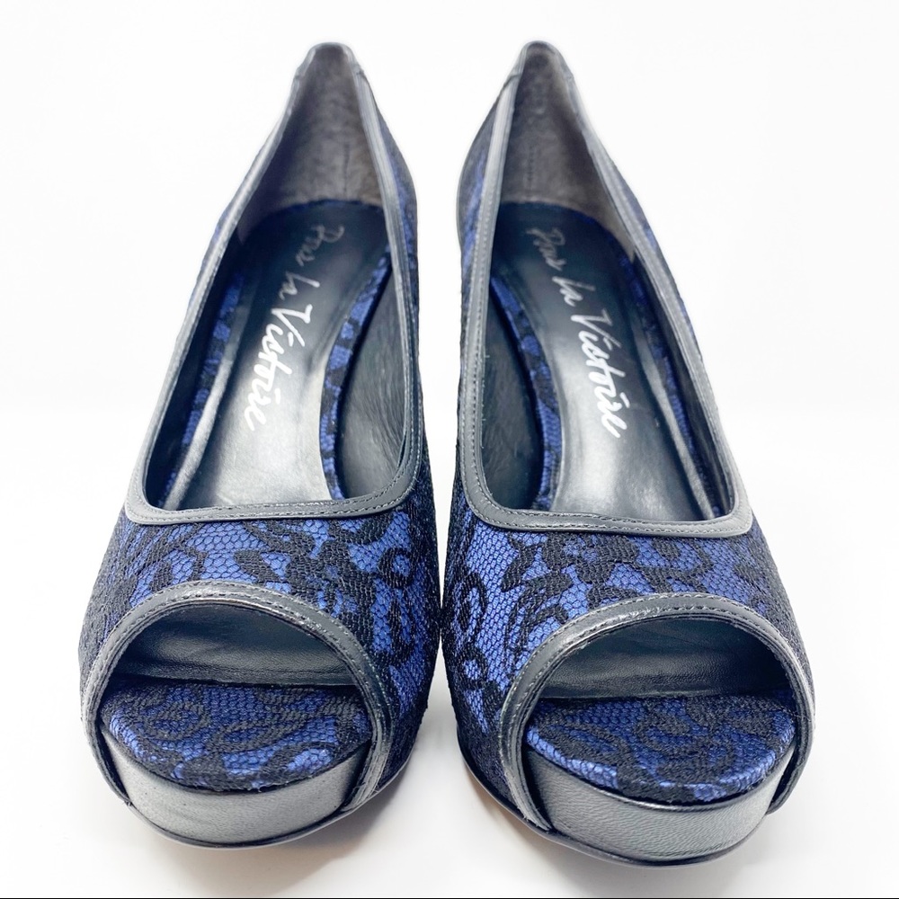 Pour La Victoire blue high heel pumps black lace 9 - Picture 3 of 8